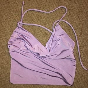 Light purple cow neck crop top